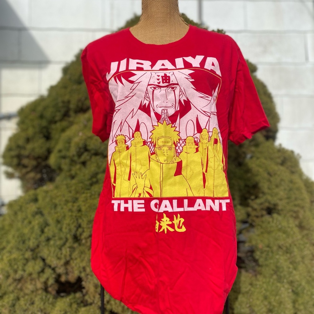 Jiraiya The Galiant Naruto Shippuden Anime Men’s T-shirt Red L Front/back